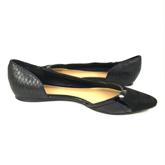 Apt. 9 Swiss Black Faux-suede/Leather, Slip On Pointy Toe Flats. Women's 7.5M - Picture 3 of 12